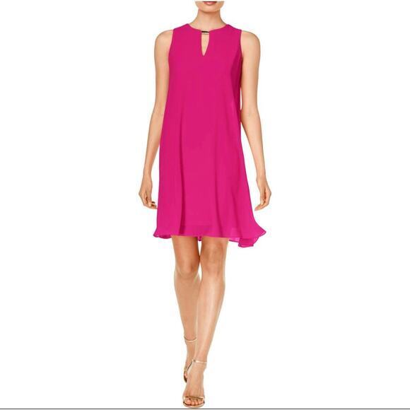 Vince Camuto Dresses & Skirts - Vince Camuto Women's Cape Layered Back Keyhole‎ Sleeveless Babydoll Dress Pink